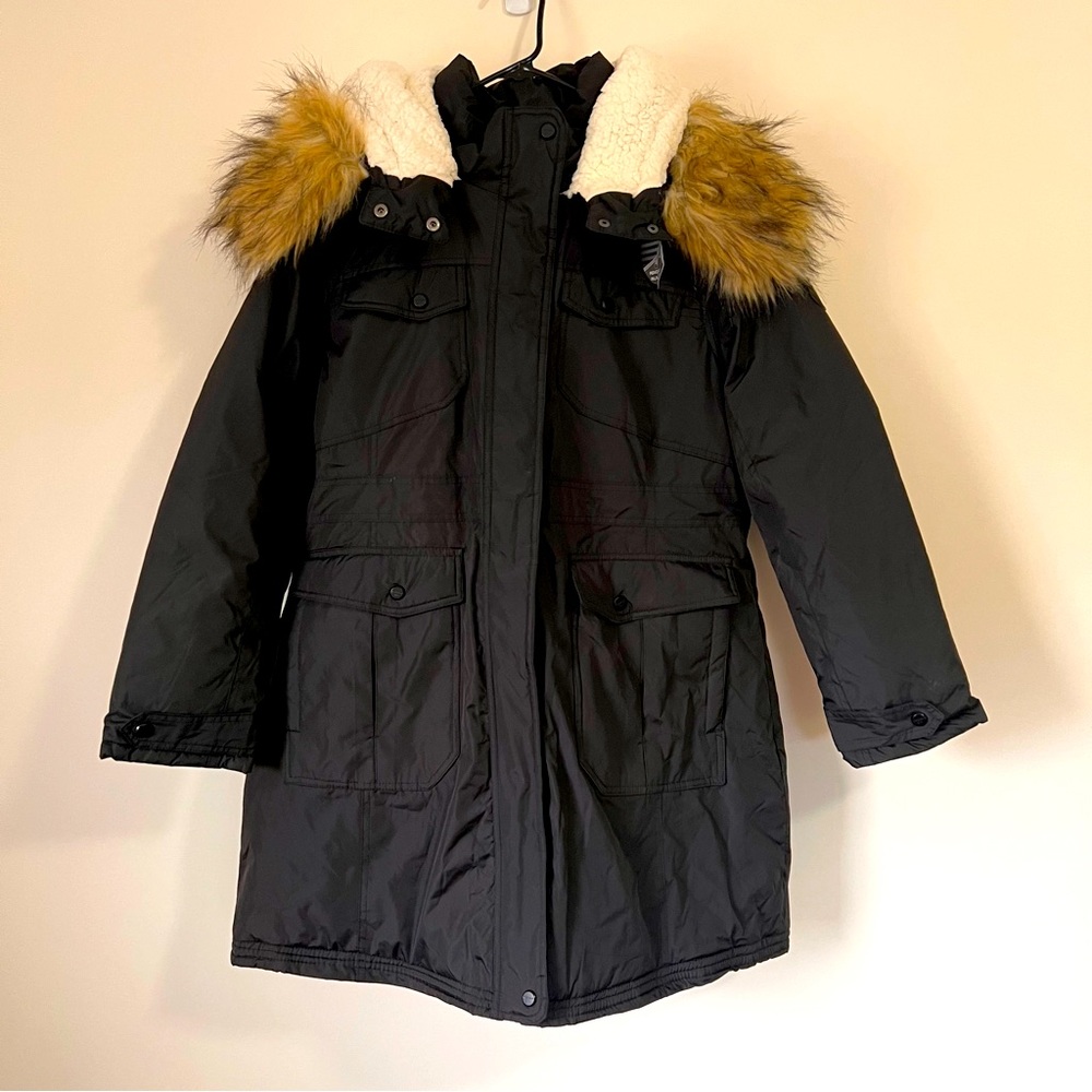 Steve Madden Girl Winter Jacket Coat Parka Puffer Faux Fur Hood Size XL